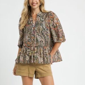 NWT Umgee Paisley Print Blouse - M, L
